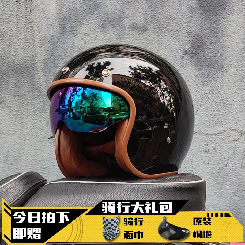 Retro Half Helmet Motorcycle Helmet Women's Motorcycle three-quarters Male American Cruising Motorcycle Half Helmet