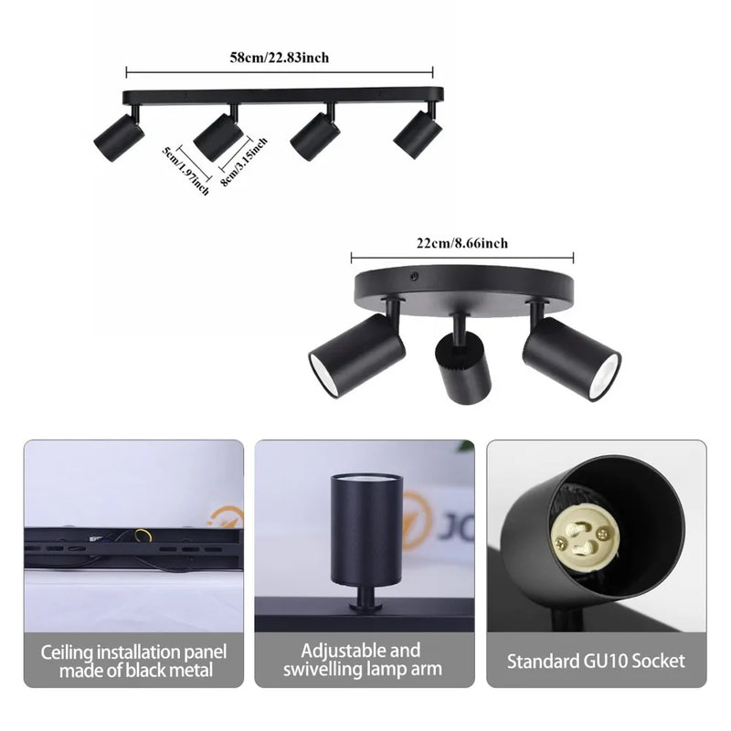 ភ្លើងពិដាន LED ទំនើប JOYINLED GU10 ភ្លើងពិដានចំណុចពណ៌ខ្មៅ សន្សំសំចៃថាមពល សម្រាប់បន្ទប់ទទួលភ្ញៀវ បន្ទប់គេង ផ្ទះបាយ ងាយស្រួលតំឡើង