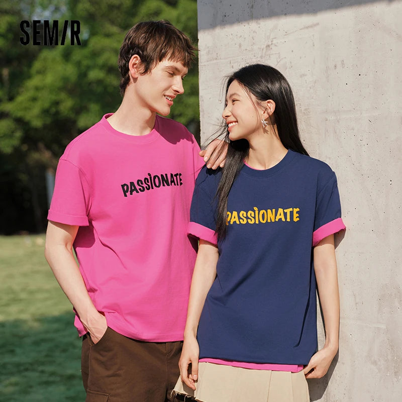 Semir Men Tshirt Moisture Wicking Quick Dry Letter Print Knit Short Sleeve 2026 Couple Fashion Casual Daily Top Wear