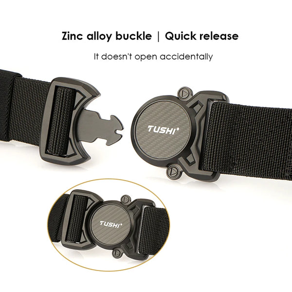 VATLTY New Men's Tactical Type Elastic Belt Zinc Alloy Quick Release Buckle Casual Belt Tight Nylon Overalls Waistband Male