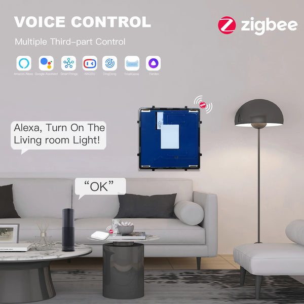 BSEED Zigbee Smart Switch មុខងារប្តូរឧបករណ៍ចាប់សញ្ញា 1/2/3Gang សម្រាប់ Alexa Tuya Smart Home Control App 1/2/3Way គ្មានខ្សែអព្យាក្រឹត