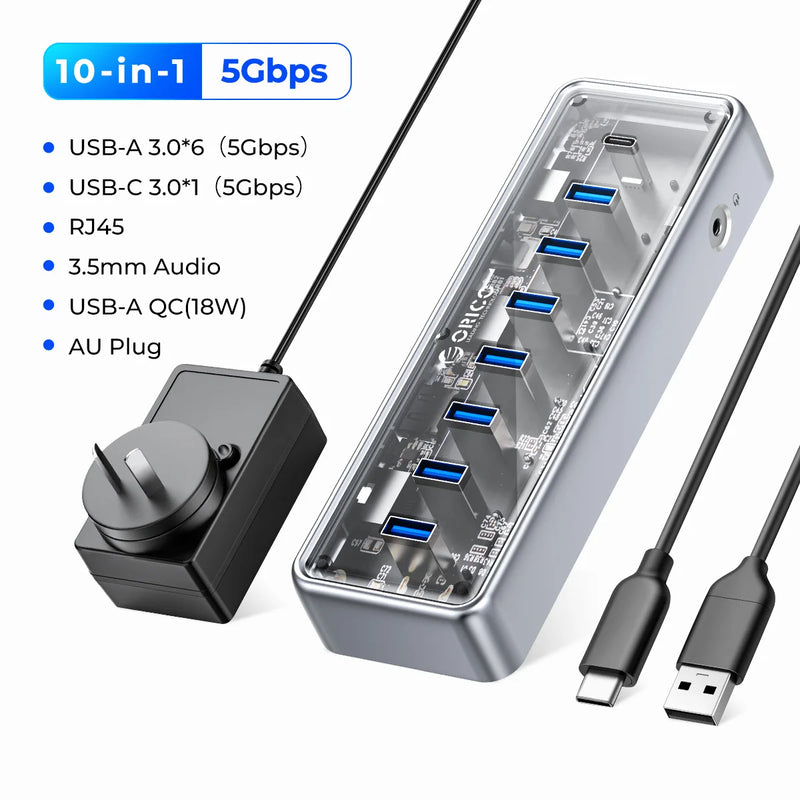 ORICO Metallic USB3.1 Hub 5Gbps High Speed Transmission 13 Ports Simultaneous Expansion Ports For All Macbook Mac Mini