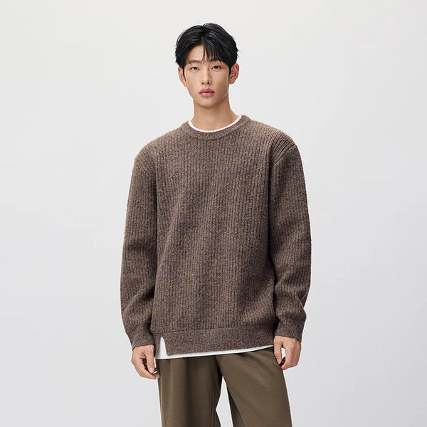 អាវយឺតប៉ាក់ Semir សម្រាប់បុរស រចនាបថបុរាណ រូបរាងជាស្រទាប់ ពណ៌ប្លុក រលុង កអាវមូល ឆ្នាំ២០២៦ សម្លៀកបំពាក់ប្រចាំថ្ងៃរដូវរងាថ្មី រចនាបថធម្មតាសម្រាប់ទីក្រុង
