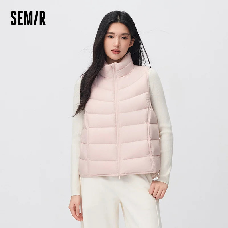 អាវកាក់ Semir សម្រាប់នារី ការពារទឹក ទម្ងន់ស្រាល ៩០ ភាគរយ ធ្វើពីរោមចៀម ក្រណាត់ទន់ ងាយស្រួលពាក់ប្រចាំថ្ងៃ រដូវរងាថ្មីឆ្នាំ ២០២៦