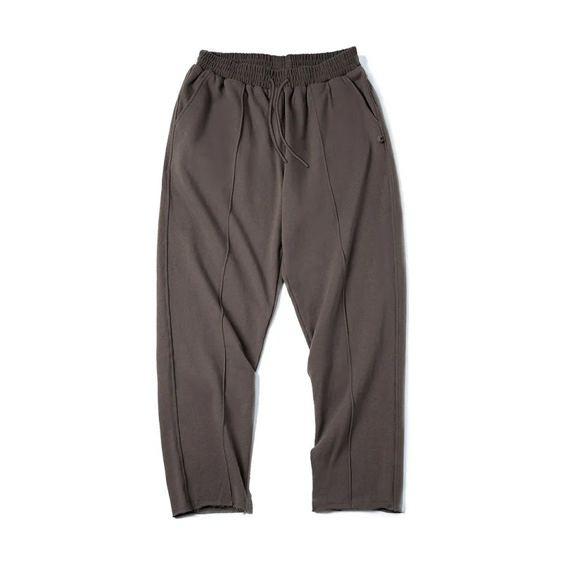ខោ Maden Retro Tapered Three-Dimensional Cut Rolled Edge Knitted Pants Elastic Waist Casual Pants Spring and Autumn Men