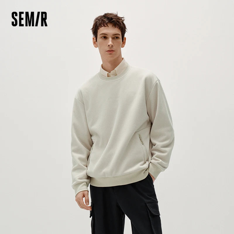 Semir Men Sweatshirt Warm Insulation 2026 Winter Everyday Wear Soft Comfort Casual Style Clean Silhouette Daily Wardrobe