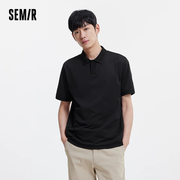 Semir Basic Solid Color Polo Shirt Men Business Casual 2025 Summer New Mulberry Silk Blend Cooling Office Wear Top