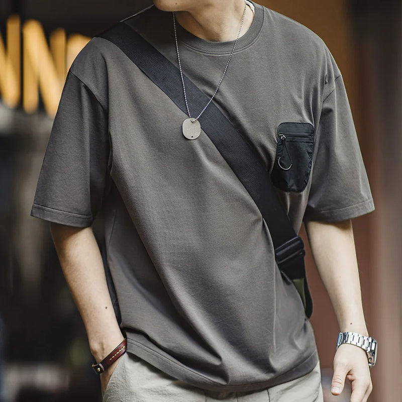 អាវយឺតដៃខ្លី Maden Casual Sorona Cool មានខ្យល់ចេញចូលបាន អាវយឺតប្រឆាំងបាក់តេរី មានហោប៉ៅ សម្រាប់បុរស រដូវក្តៅ កំពូលកីឡា អាវយឺត