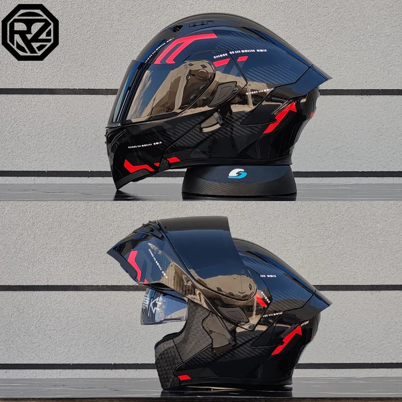 Motorcross Flip Up Helmets with Wide View Clear Visor ABS Shell Full Face Cyril Motor Helmet For Adult DOT Approved