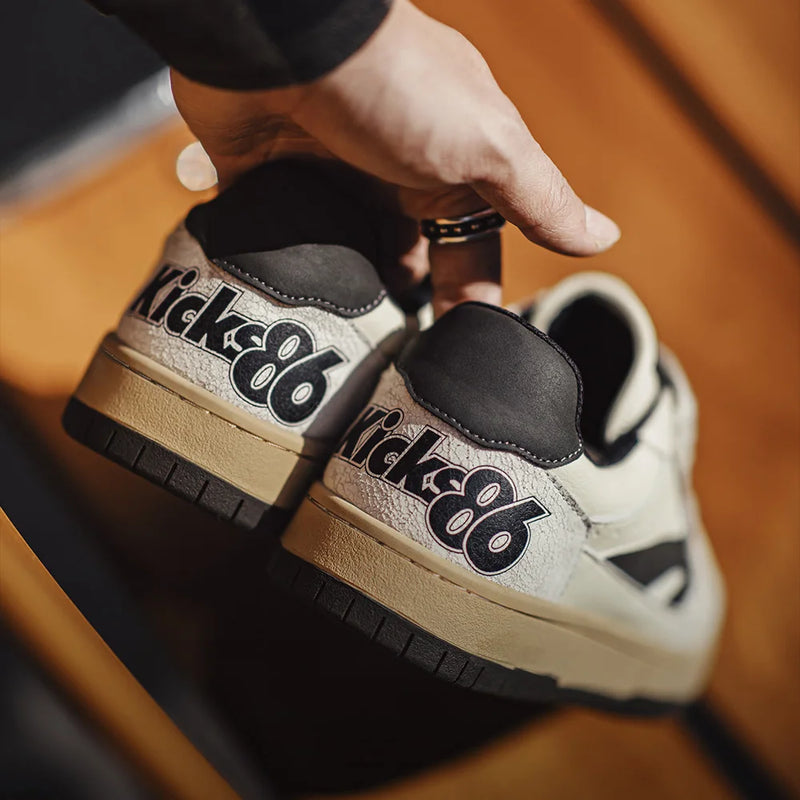 Maden Retro Color Block Board Shoes Chunky Platform Soft Sole Lace-Up Round Toe Skate Shoes Street Trendy Men's Casual Sneakers