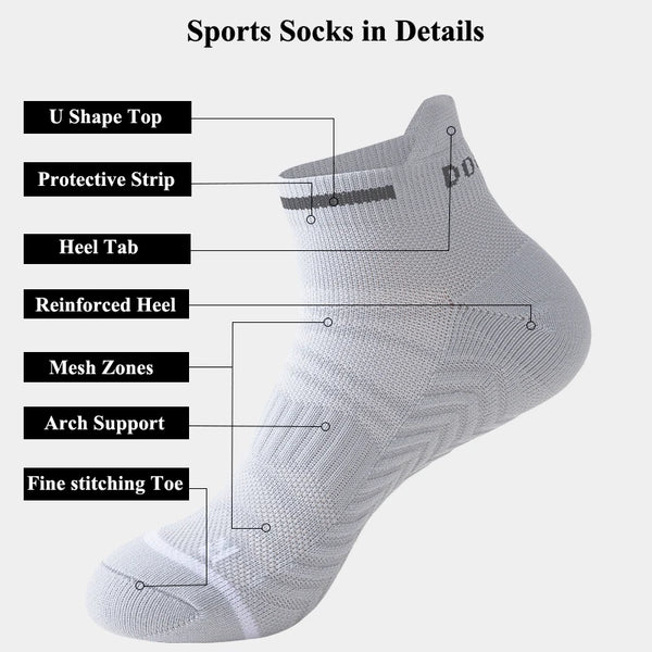 WRELS 1/2/3 Pairs Running Socks Quick drying Sports Ankle Socks Men Women Cushioned Arch Support Moisture Wicking Athletic Socks