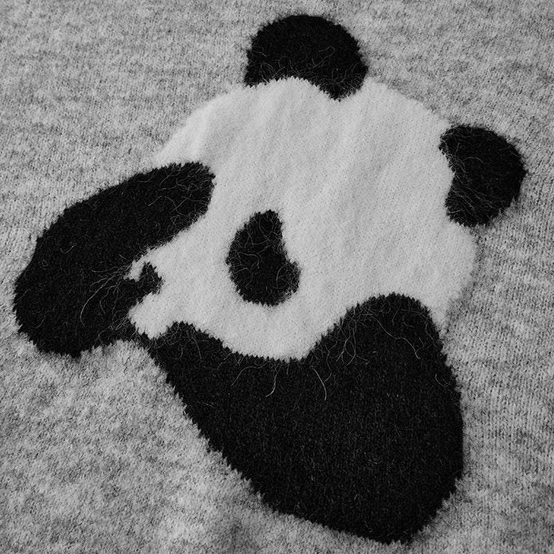 Semir Women Sweater Panda Graphic Crew Neck Drop Shoulder Loose Fit 2026 Winter Layering Wear Warm Knit Everyday Style