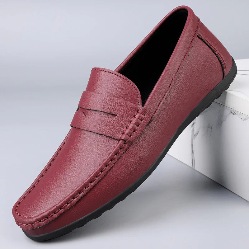 Spring Autumn Mens Casual Leather Loafers Men Loafer Shoes Mocasines Hombre Mocassini White Black Slip-On Big Size Dropshipping