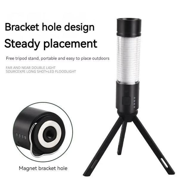 ចង្កៀងបោះតង់ Tripod ពិល LED ចល័ត អាចសាកបានតាម USB 6 របៀប ភ្លើងពិល នេសាទ ឡើងភ្នំ បោះតង់ ចង្កៀងព្យួរ
