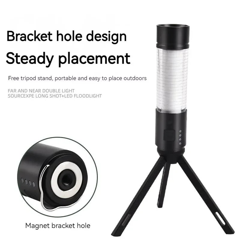 ចង្កៀងបោះតង់ Tripod ពិល LED ចល័ត អាចសាកបានតាម USB 6 របៀប ភ្លើងពិល នេសាទ ឡើងភ្នំ បោះតង់ ចង្កៀងព្យួរ