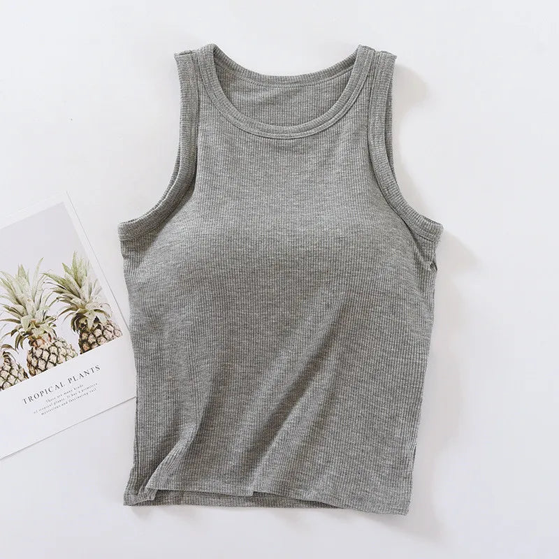 One Piece Pajamas Tops Women Modal Thread Sleepwear Vest Female Sexy Bottoming Shirt Summer Bra Padded Underwear T-shirt