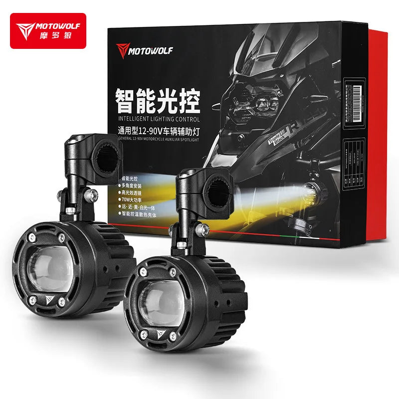 ភ្លើងស្តុបខាងក្រៅម៉ូតូ MOTOWOLF និងភ្លើងក្រាលផ្លូវបន្ថែម ការកែប្រែភ្លើងភ្លឹបភ្លែតៗ LED សម្រាប់គ្រឿងបន្ថែមម៉ូតូ