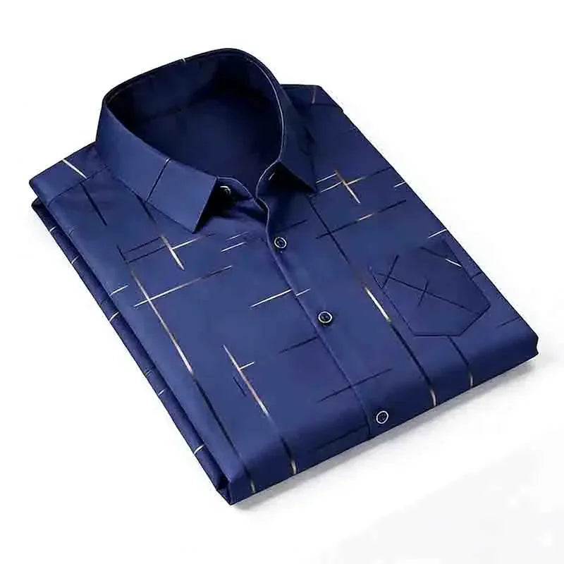 2026 Casual Business Men's Fashion Casual Short Sleeve Shirt Anti-Wrinkle Geometric Print Daily Top
