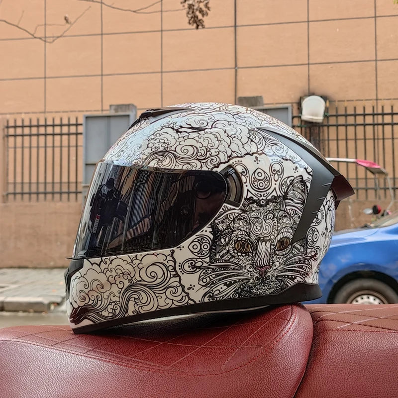 Full Face motorcycle helmet dual shield with removable washable inner lining racing moto helmet