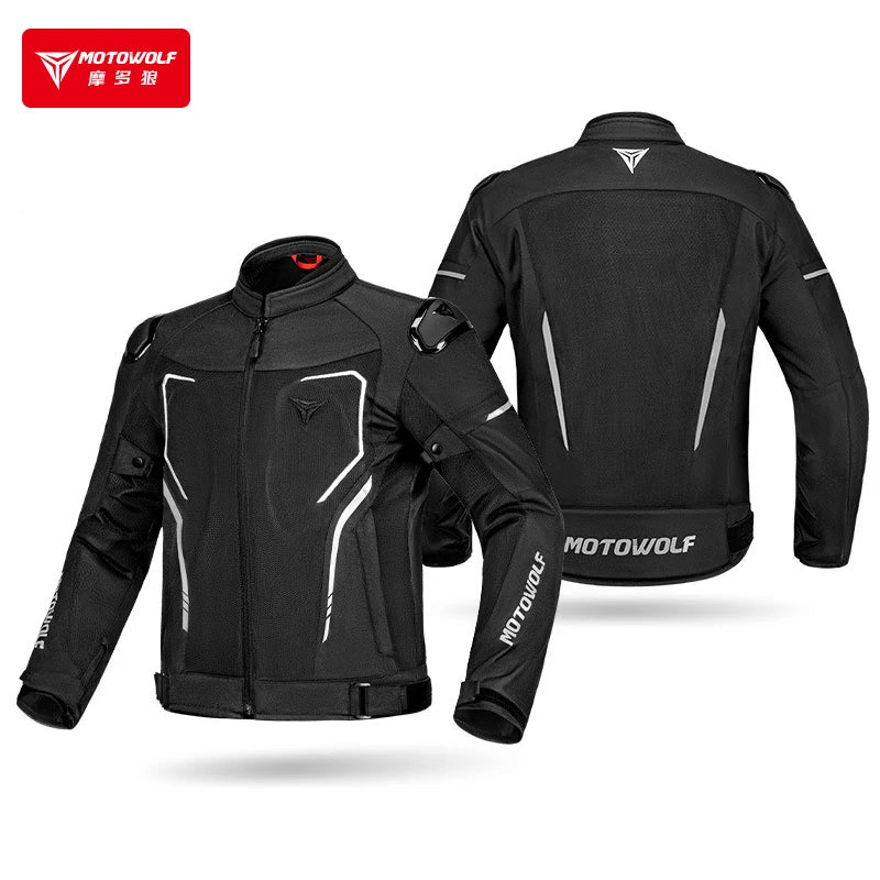 អាវម៉ូតូ Motowolf សម្រាប់បុរស អាវប្រណាំងរដូវក្ដៅ មានខ្យល់ចេញចូលបានល្អ ផលិតឡើងដោយមានវិញ្ញាបនបត្រ CE សម្រាប់ការពារការធ្លាក់ ងាយស្រួលពាក់