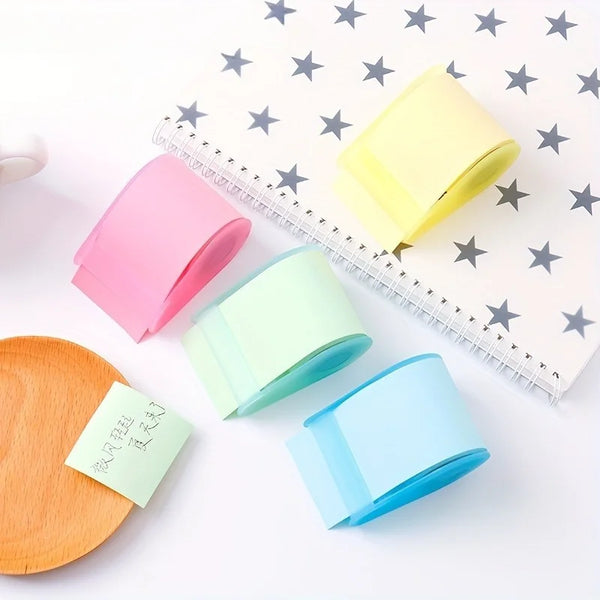 1pc Sticky Notes, School Supplies, Bookmark Accessories, With Tape Holder, Assorted Colors (Pink/Green). Color Sticky  notes