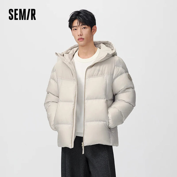 អាវក្រៅ Semir សម្រាប់បុរស ៩០ ភាគរយ ធ្វើពីរោមចៀម Goose Down ឆ្នាំ ២០២៦ សម្លៀកបំពាក់រដូវរងាថ្មីប្រចាំថ្ងៃ រចនាប័ទ្មទីក្រុង ធម្មតា អាកាសធាតុត្រជាក់ ស្រទាប់