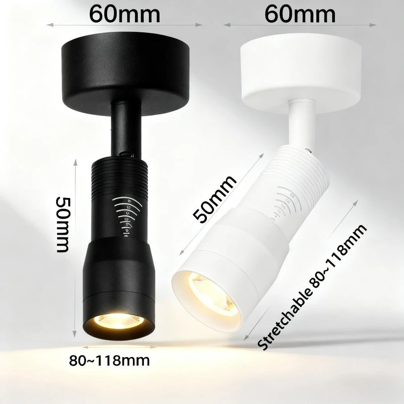 JOYINLED Zoomable Surface Spotlight 7W 5°-60° Adjustable Beam Black/White Focus Ceiling Light LED Surface Mount Spot Home Decor