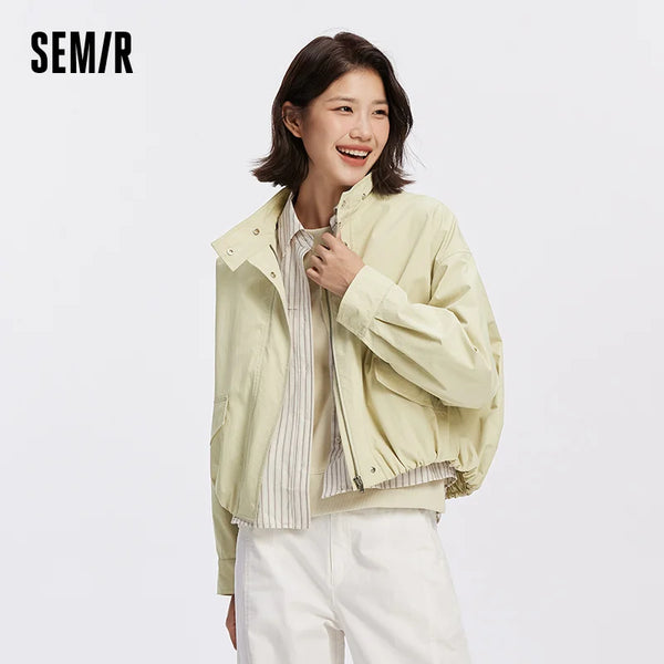 អាវធំ Semir សម្រាប់នារី កអាវឈរ ដៃអាវមូល ស្មាធ្លាក់ ស្ទីលធម្មតា សម្លៀកបំពាក់ក្រៅរដូវស្លឹកឈើជ្រុះ 2026