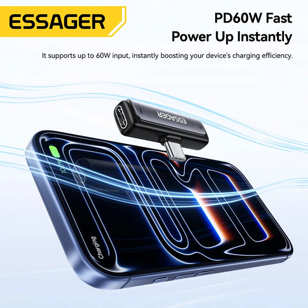 ឧបករណ៍សាកថ្ម និងអូឌីយ៉ូ Essager 2-in-1 USB Type C ទៅ 3.5mm ឧបករណ៍បម្លែងអូឌីយ៉ូ Aux សម្រាប់កាសស្តាប់ត្រចៀក 60W សម្រាប់ MacBook iPhone Xiaomi