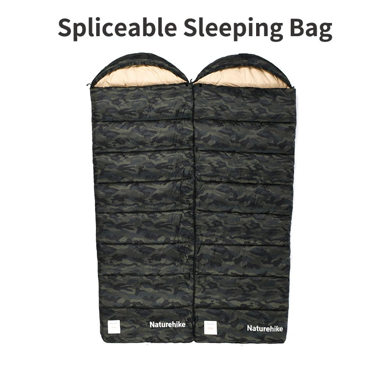 Naturehike Camouflage Sleeping Bag Ultralight Waterproof Splicable Sleeping Bag 3 Season Warm Outdoor Camping Sleeping Bag