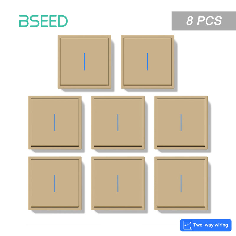 BSEED E Series 1/2/4/8 Packs 1Gang 2Way Button Light Switch Plastic Frame Wall Light Switch On Off For Stairs LED Backlight