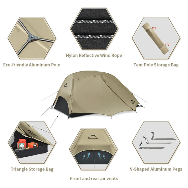 តង់ Naturehike Star River UL សម្រាប់មនុស្ស 2 នាក់ តង់បោះតង់ក្រៅផ្ទះ ស្រាលខ្លាំង តង់សម្រាប់ដើរលេង តង់ទំហំ 15D ធន់នឹងទឹក តង់សម្រាប់ធ្វើដំណើរឡើងភ្នំ