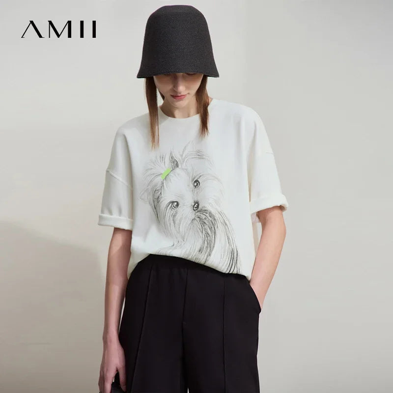 អាវយឺត Amii Minimalist សម្រាប់នារី 2025 រដូវស្លឹកឈើជ្រុះថ្មី ដៃអាវស្មារលុង បោះពុម្ពយឺត 12511088