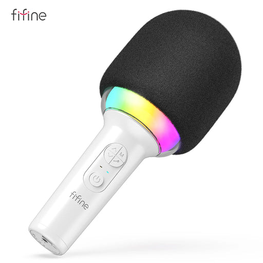 FIFINE Karaoke Microphone Wireless Bluetooth-compatible Handheld Mic with Built-in Speaker,Portable Singing Microphone for Party