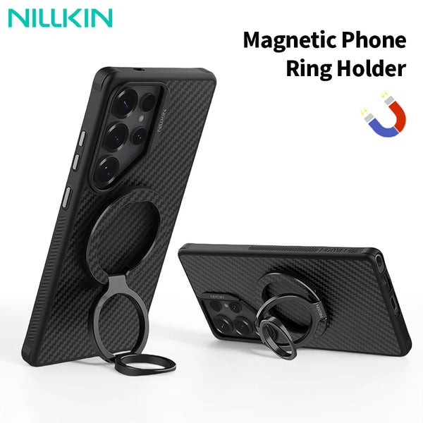NILLKIN FiberSnap Magnetic Phone Ring Stand Aluminum 360° Rotation Mobile Phone Holder For iPhone 16 15 14 13  Xiaomi Samsung