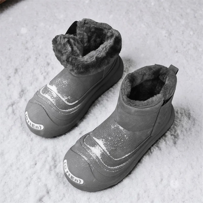 Men's snow boots winter warm plush cotton shoes soft sole non-slip high top boots fashion youth Joker outdoor sports work boots