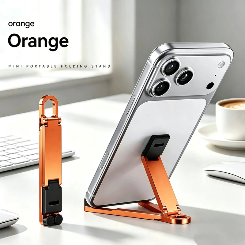 Mini Keychain Phone Stand Portable Foldable Desktop Phone Holder Adjustable Lazy Bracket For Smartphone Travel Office