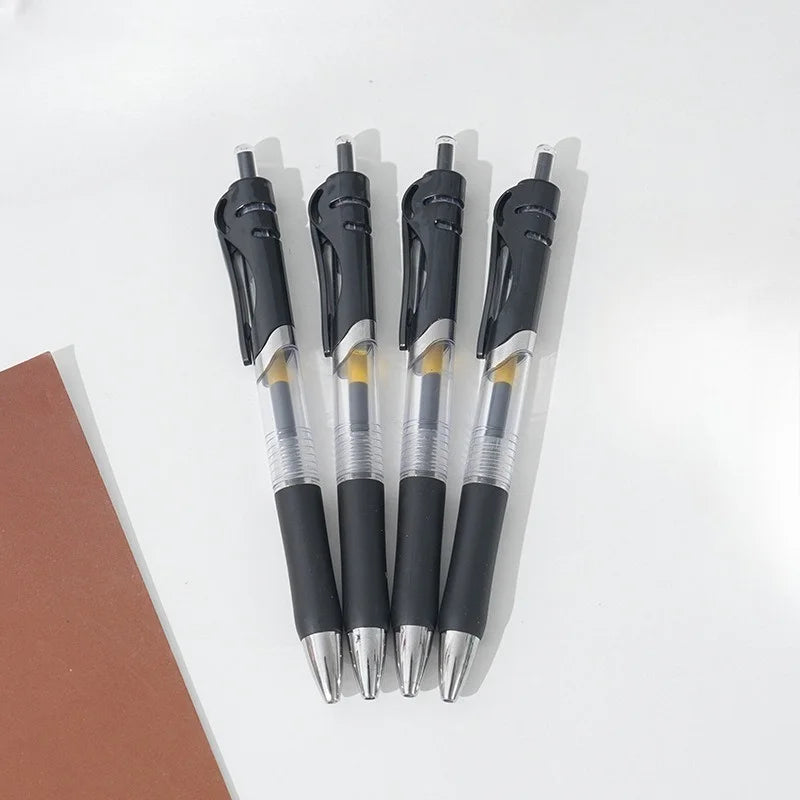 10pcs press-type Gel Pen Set,Point 0.5Mm,Retractable Plastic Round Body,Black/Blue/Red Ink,for School And Office Stationery.