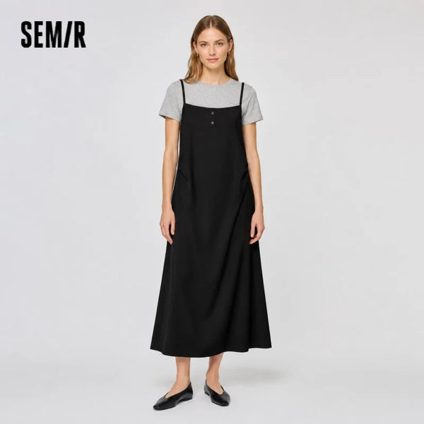 រ៉ូបស្ត្រី Semir រឹង 2026 ចង្កេះផ្នត់ពីរដុំឆើតឆាយបែបទីក្រុងធម្មតាប្រចាំថ្ងៃ ទន់មានផាសុកភាព ស្លៀកប្រចាំថ្ងៃ