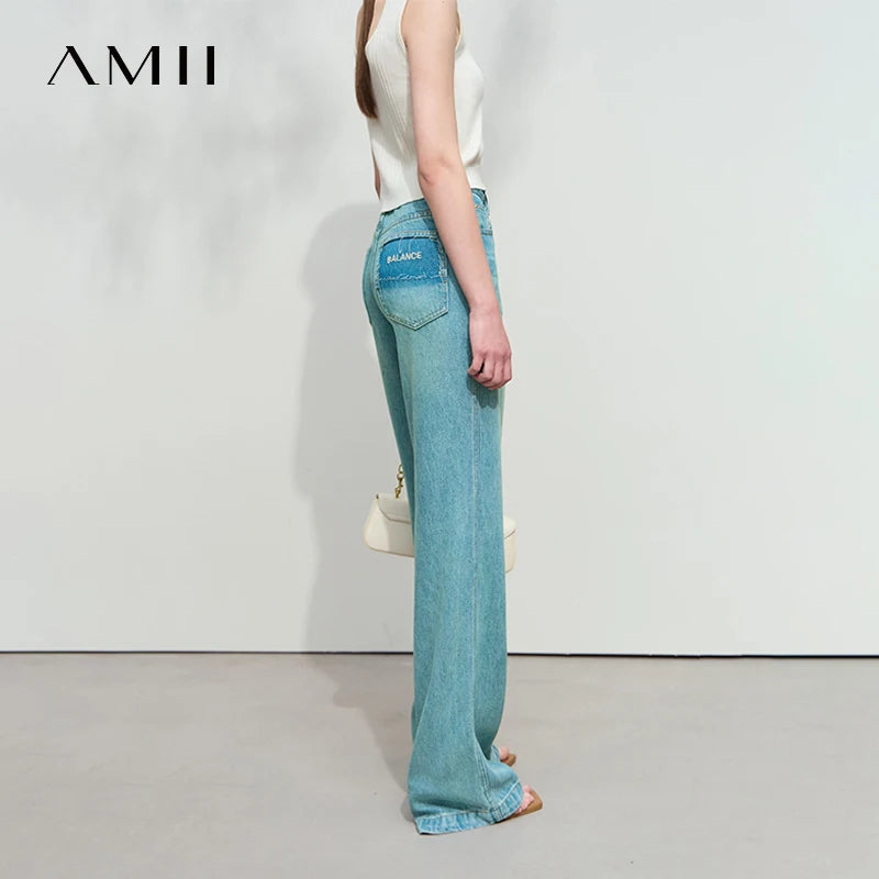 ខោខូវប៊យរដូវក្តៅ AMII Minimalist សម្រាប់ស្ត្រីឆ្នាំ ២០២៦ ខោខូវប៊យវែង Lyocell ខោប៉ោងត្រង់ធម្មតា 12552038