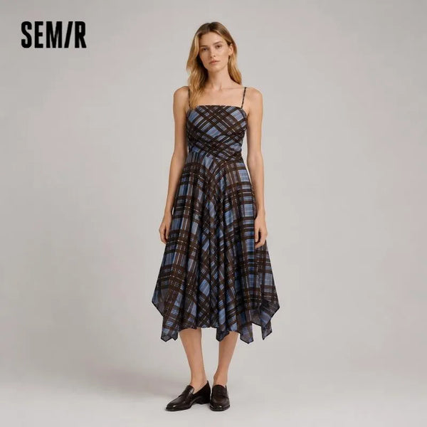 រ៉ូបស្ត្រី Semir លំនាំប៉ាក់ Ruched Vintage រចនាសិចស៊ីទាន់សម័យ Slip Mini រដូវក្តៅ 2026 សម្លៀកបំពាក់តាមដងផ្លូវ