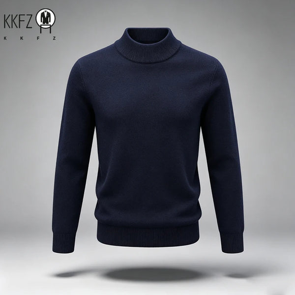 New Arrival Mens Mock Neck Knit Sweater Thick Soft Fine Knit Material Slim Cut Long Sleeve Autumn Winter Outer Tops