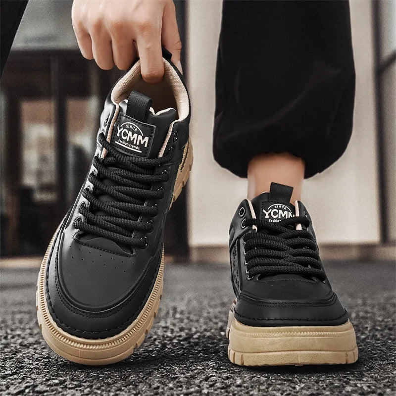Men's thick-sole higt top casual boots Four seasons light non-slip comfort outdoor boots Fashion youth walking sports work boots
