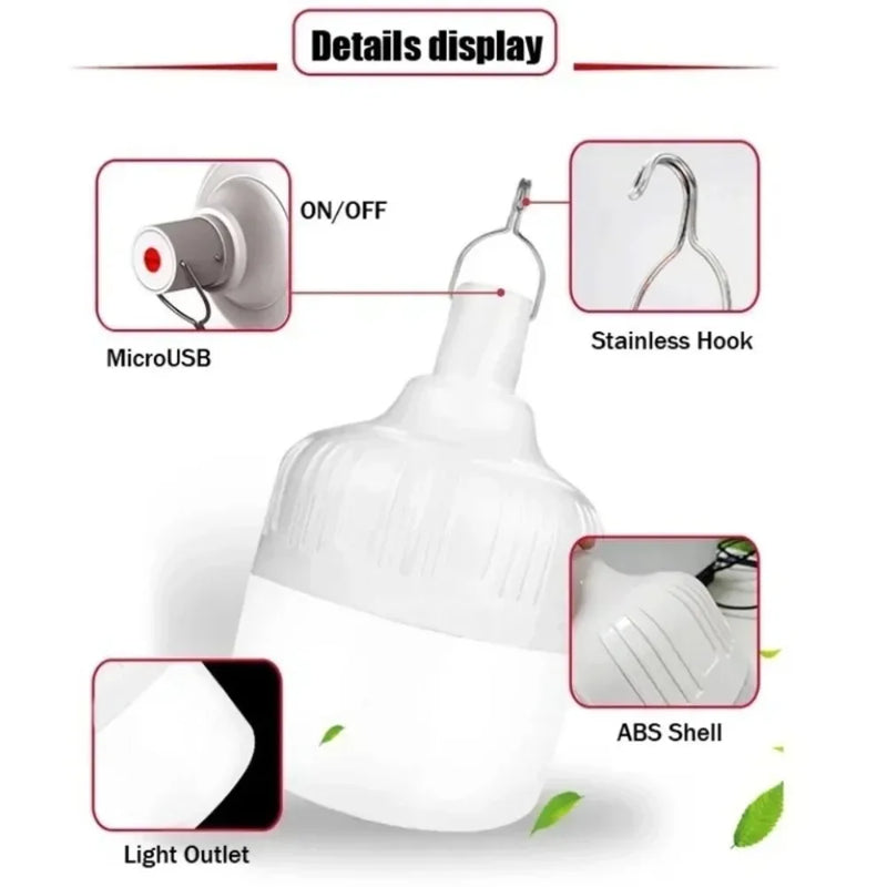 ចង្កៀងតង់ LED ចល័ត JOYINLED 20W/30W/60W/80W, ចង្កៀងបោះតង់ដែលអាចសាកបាន, ភ្លើងសង្គ្រោះបន្ទាន់ក្រៅផ្ទះ USB សម្រាប់ BBQ Patio Garden