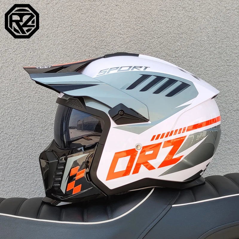 DOT approves high-quality retro motorcycle helmet modular multifunctional combination helmet Black Warrior off-road full helmet