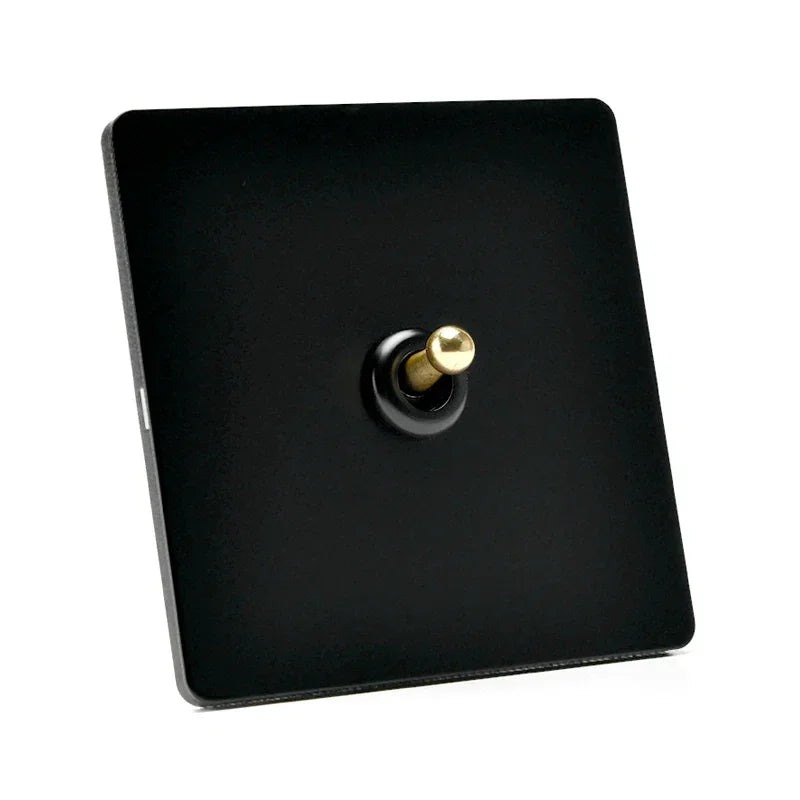 Depoguye High Quality Retro European Lamp Switch Socket, Stainless Steel Brass Toggle Switch Plate, Household Wall Lamp Switch