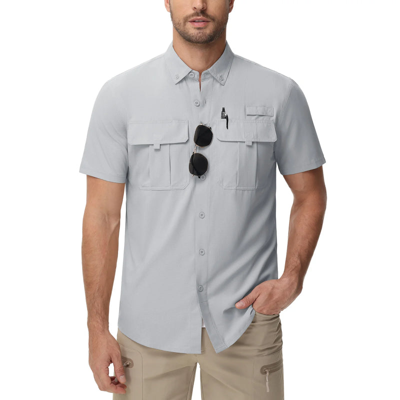 TACVASEN UV Block Fishing Shirts Mens Lightweight Quick Dry Short Sleeve Shirt Breathable Outdoor Hiking Shirt Fishing Shirts