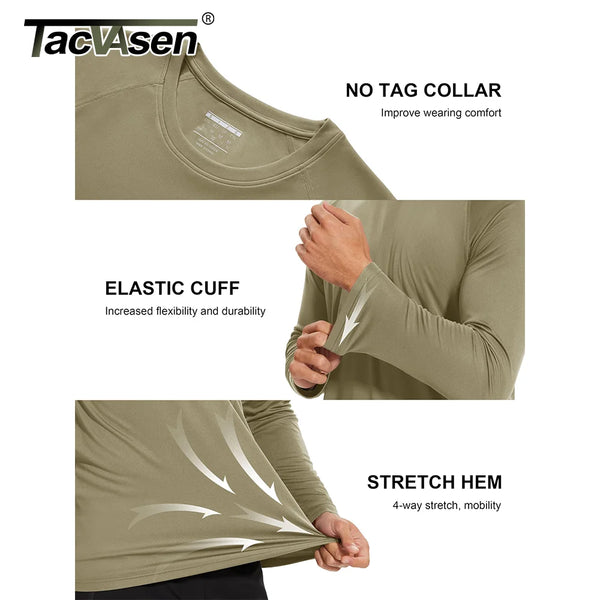 TACVASEN UPF 50+ Sun Protection T-shirts Men's Quick Dry Long Sleeve Athlectic T Shirts Performance Sports T-shirts Tee Tops