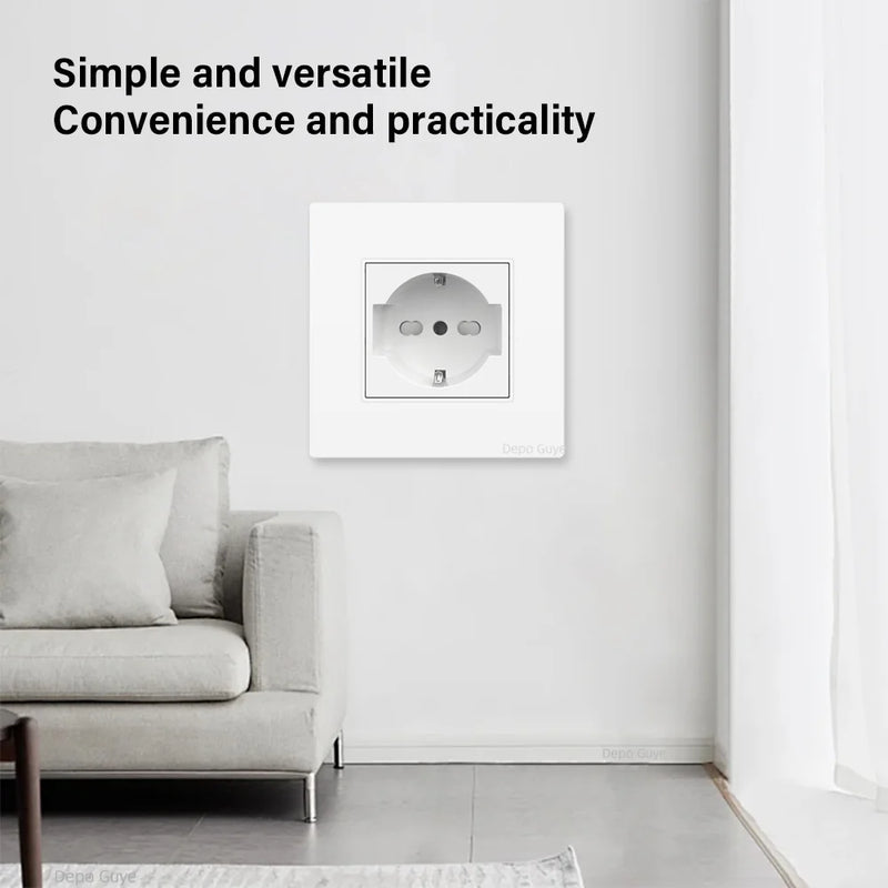EU Wall Socket Plastic Panel White USB Type C 10W/20W Charge Port TV Rj45 Satellite HDML Interface Function DIY Combination