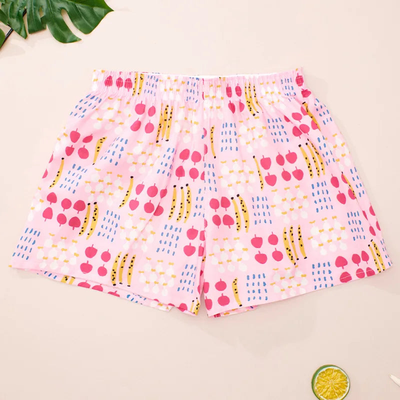 ខោ pajamas កប្បាសបោះពុម្ពទាន់សម័យសម្រាប់ស្ត្រី Lounge ស្តើងរដូវក្តៅខោខ្លីសម្រាប់គេងពេលយប់មានផាសុកភាព Pyjamas Femme